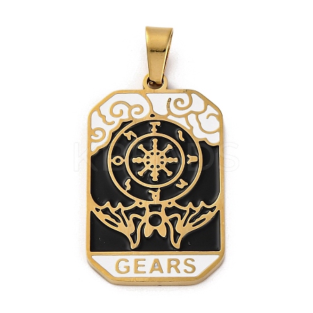 Ion Plating(IP) 304 Stainless Steel Enamel Pendants STAS-Q003-01G-03-1