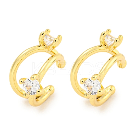 Brass Micro Pave Cubic Zirconia Cuff Earrings EJEW-C104-157G-1
