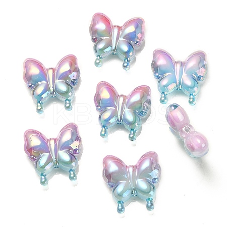UV Plating Rainbow Iridescent Acrylic Beads OACR-G012-09B-1