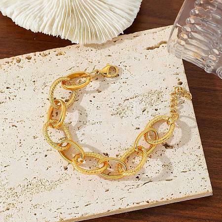 304 Stainless Steel Oval Link Chain Bracelets for Women BJEW-C104-01B-G-1
