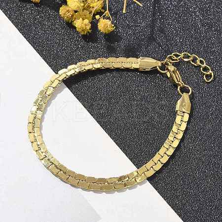 304 Stainless Steel Snake Link Chain Bracelets for Women BJEW-F488-22G-1