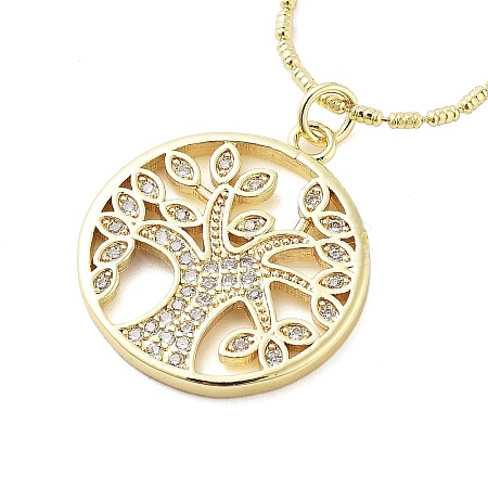Brass Micro Pave Clear Cubic Zirconia Pendant Necklaces for Women LS-NJEW-M009-04G-A-1