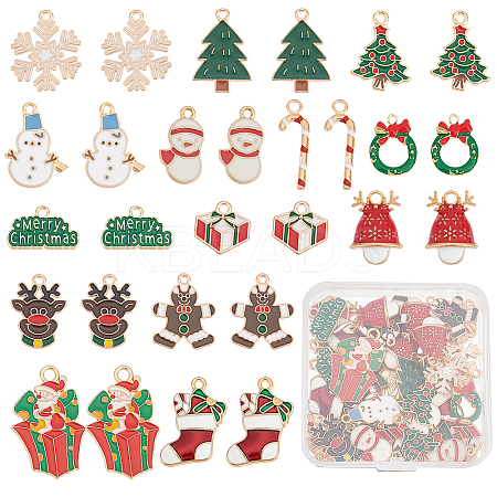 56Pcs 14 Style Christmas Style Alloy Enamel Pendants ENAM-SC0003-73-1