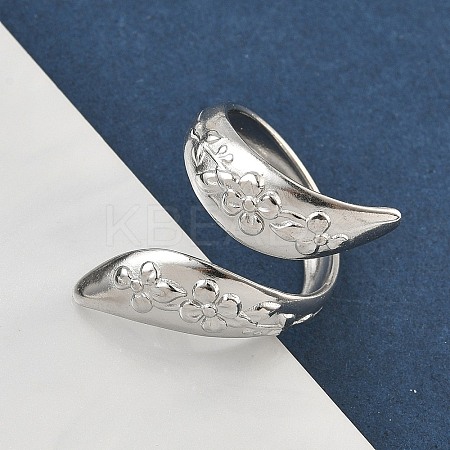 304 Stainless Steel Open Cuff Rings for Women RJEW-A079-12B-P-1