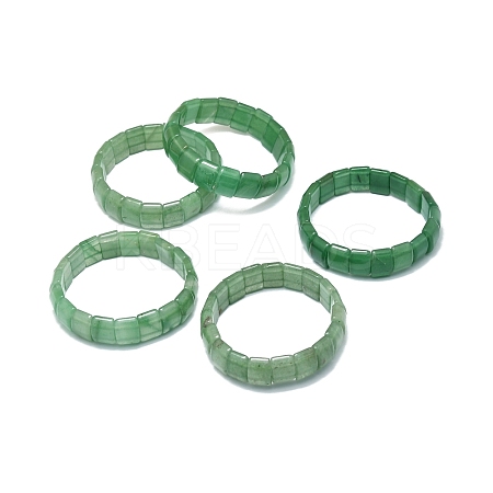 Natural Green Aventurine Rectangle Beaded Stretch Bracelet BJEW-E379-01H-1