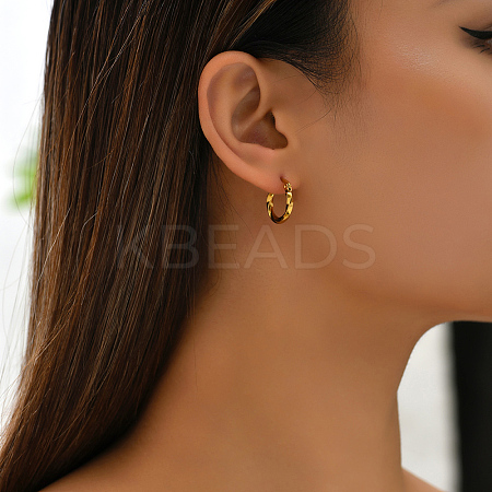 Fashionable 201 Stainless Steel Twist Hoop Earrings LS-RQ5508-1