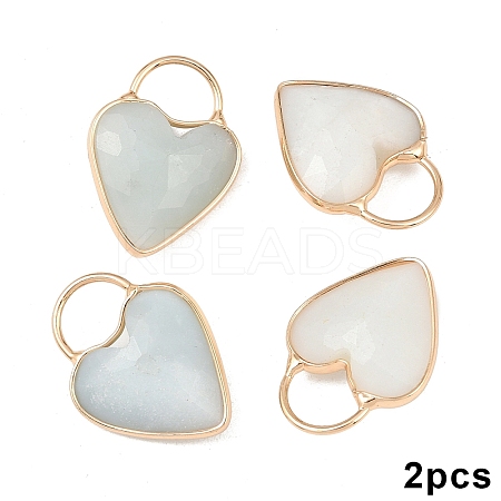 2Pcs Natural Flower Amazonite Faceted Pendans KK-YW0003-63E-1