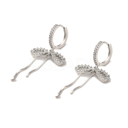 Brass Micro Pave Clear Cubic Zirconia Huggie Hoop Earrings for Women EJEW-A040-11P-1