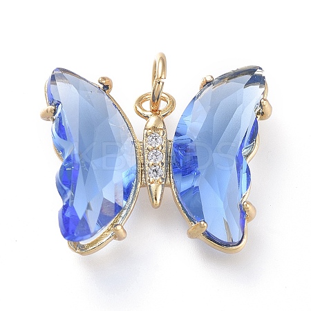 Brass Micro Pave Clear Cubic Zirconia Pendant ZIRC-P079-B02-08-1