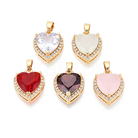 Brass Micro Pave Cubic Zirconia Pendants KK-N272-02G-M-1