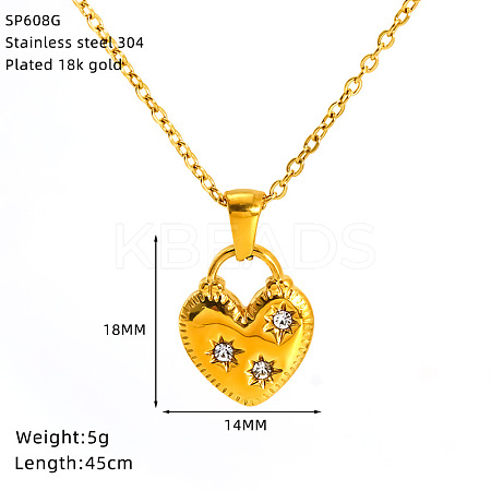 304 Stainless Steel Crystal Rhinestone Pendant Necklaces for Women WG07512-01-1
