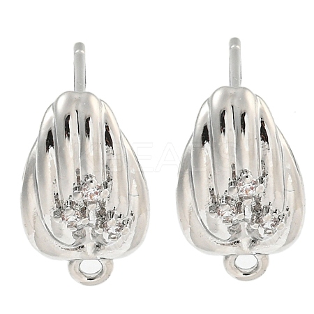 Brass Micro Pave Cubic Zirconia Stud Earring Findings LS-KK-U015-07P-1