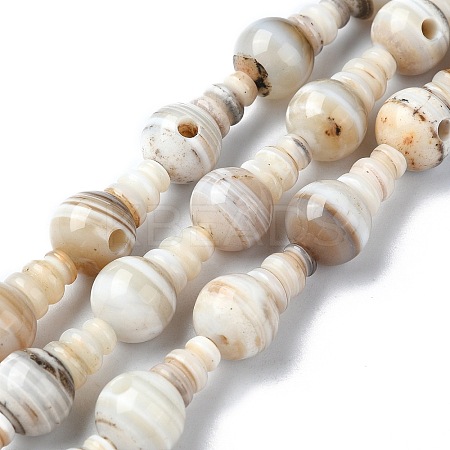 Natural Banded Agate 3-Hole Guru Bead Strands G-K149-42-1