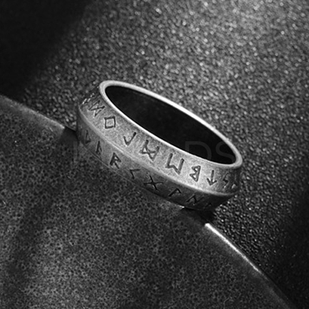 Viking Rune 304 Stainless Steel Finger Rings for Men WGDF4AB-64-1
