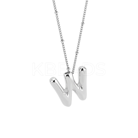 1pc Brass Chain with Alloy Letter Pendants Necklaces NJEW-LP0001-41W-P-1