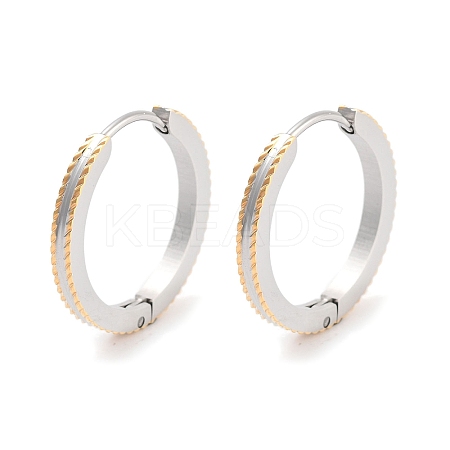 304 Stainless Steel Textured Huggie Hoop Earrings for Women EJEW-C096-35D-1