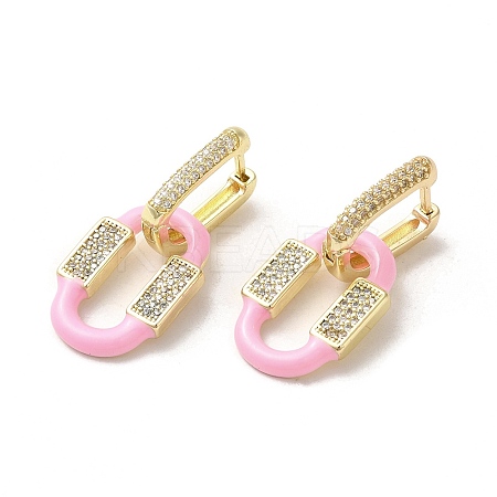 Oval Real 18K Gold Plated Brass Dangle Hoop Earrings EJEW-L268-041G-01-1