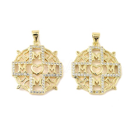 Mother's Day Brass Micro Pave Cubic Zirconia Pendants KK-M324-02L-G-1