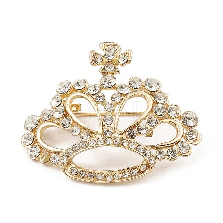 Rhinestone Crown Brooch Pin JEWB-Q030-03G-1