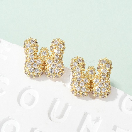 Brass Micro Pave Cubic Zirconia Stud Earrings EJEW-Z091-04G-W-1