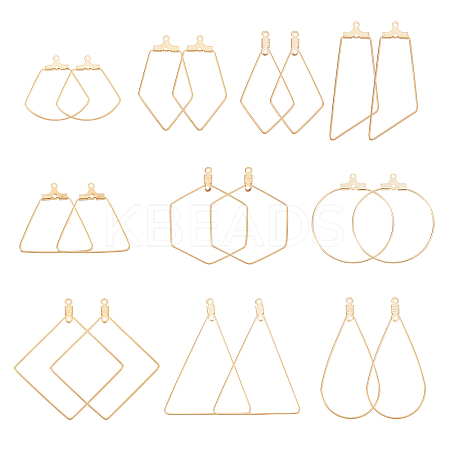 40Pcs 10 Style 304 Stainless Steel Wire Pendants STAS-UN0030-28-1