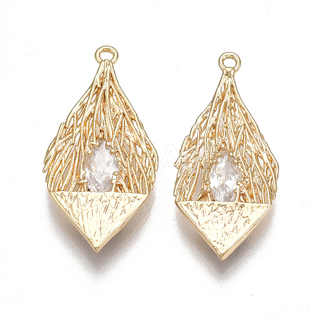 Brass Filigree Pendants LS-KK-T038-436G-1