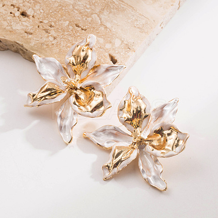 Alloy Enamel Stud Earrings for Women WG8E049-01-1