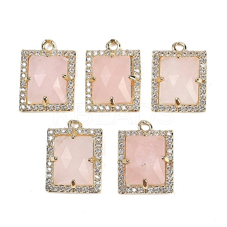 Natural Rose Quartz Faceted Rectangle Pendants G-I375-05G-09-1