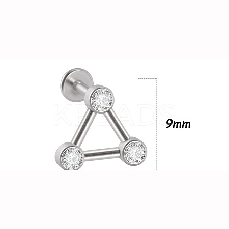 316L Surgical Stainless Steel & G23 Titanium & Crystal Rhinestone Triangle Cartilage Earrings WGA7630-25-1