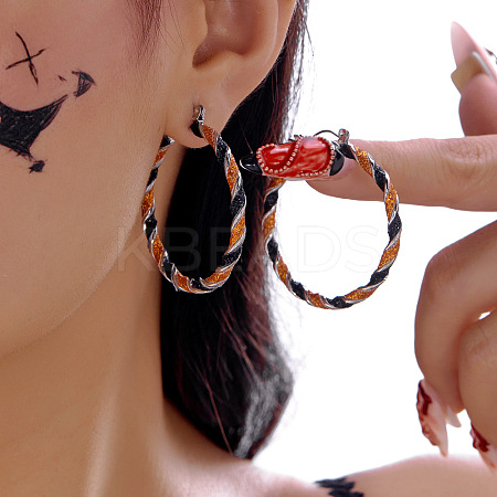 Alloy Enamel Twist Hoop Earrings FS-WGFB6AD-05-1