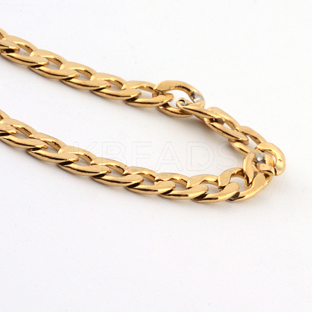 PVD Vacuum Plating 201 Stainless Steel Curb Chains  Necklaces NJEW-R063-39G-1