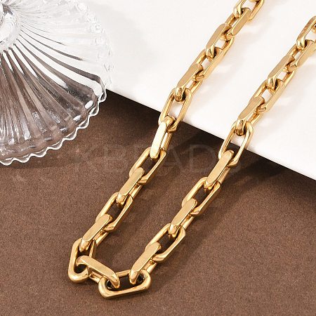 7.5MM 304 Stainless Steel Paperclip Chain Necklaces NJEW-Z105-01G-1