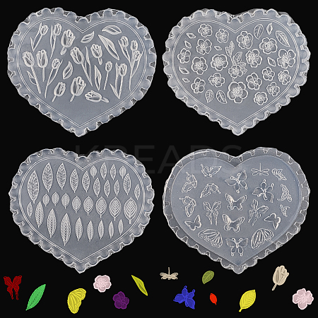 4Pcs 4 Styles Silicone Carved Molds MRMJ-SC0001-47B-1