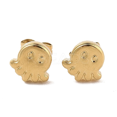 Ion Plating(IP) 304 Stainless Steel Octopus Stud Earrings for Women EJEW-G389-03G-1