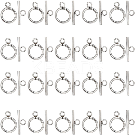40Pcs 304 Stainless Steel Ring Toggle Clasps STAS-SC0007-42B-1