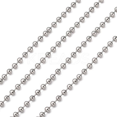 3.28 Feet 304 Stainless Steel Ball Chains X-CHS-A002B-2.4mm-1