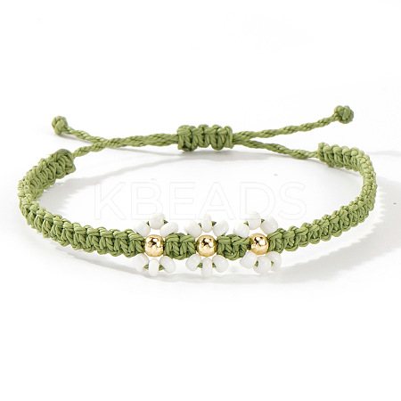 Handmade Daisy Glass Seed Bead Woven Flower Braided Bracelets CR2331-9-1
