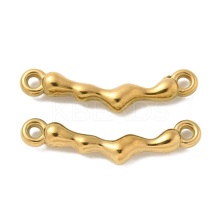 304 Stainless Steel Curved Textured Stick Connector Charms STAS-Q334-48G-1