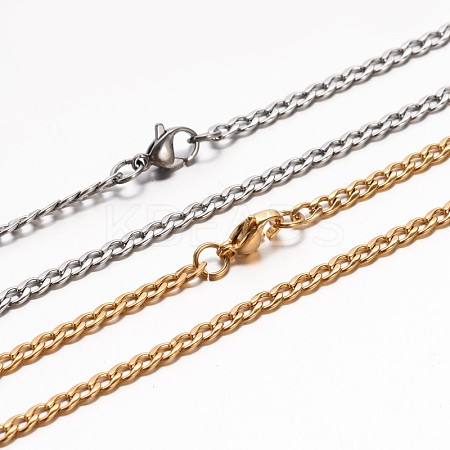 Boy's 304 Stainless Steel Curb Chain Necklaces NJEW-E026-13-1