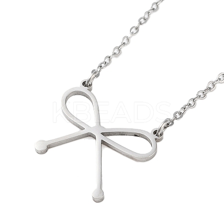 Non-Tarnish 304 Stainless Steel Bowknot Pendant Necklaces for Women NJEW-S434-01P-1