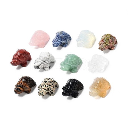 Natural & Synthetic Gemstone Carved Turtle Statues Ornament G-P525-07-1
