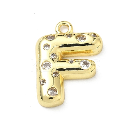 Brass Micro Pave Clear Cubic Zirconia Pendants KK-I476-02G-F-1