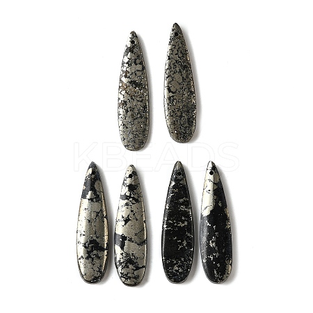 Natural Pyrite Pendants G-L617-G05-10x40mm-1