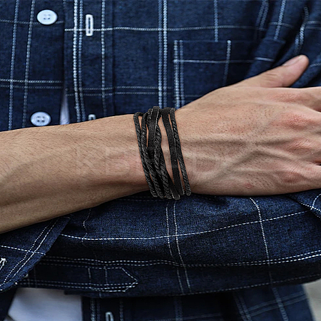 1Pc PU Leather Multi-strand Braided Bracelets for Men BJEW-LP0003-37B-1