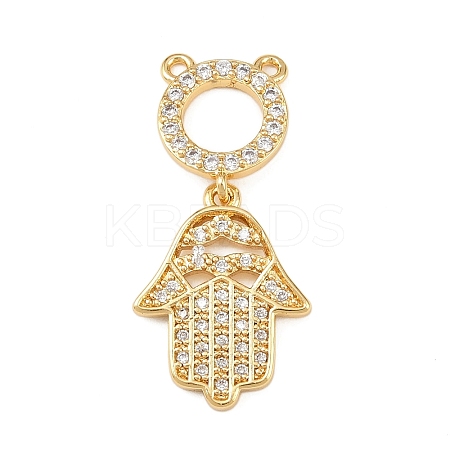 Brass Micro Pave Clear Cubic Zirconia Pendants KK-F919-41B-G-1
