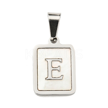 304 Stainless Steel Pave Natural White Shell Pendants STAS-S130-03P-E-1