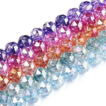 Transparent Electroplate Glass Beads Strands EGLA-N006-077-1