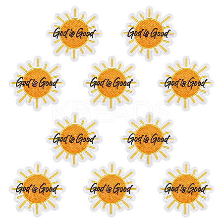 Sun with Word God is Good Polyester Clothing Patches PATC-WH0816-022-1