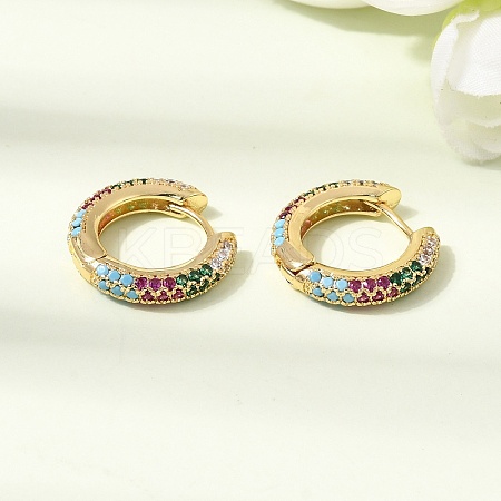 Brass Micro Pave Cubic Zirconia Hoop Earrings KK-CBA8324-24G-03-1