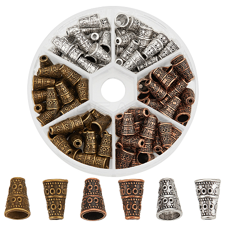 120Pcs 3 Colors Tibetan Style Alloy Bead Cone FIND-GO0003-34-1